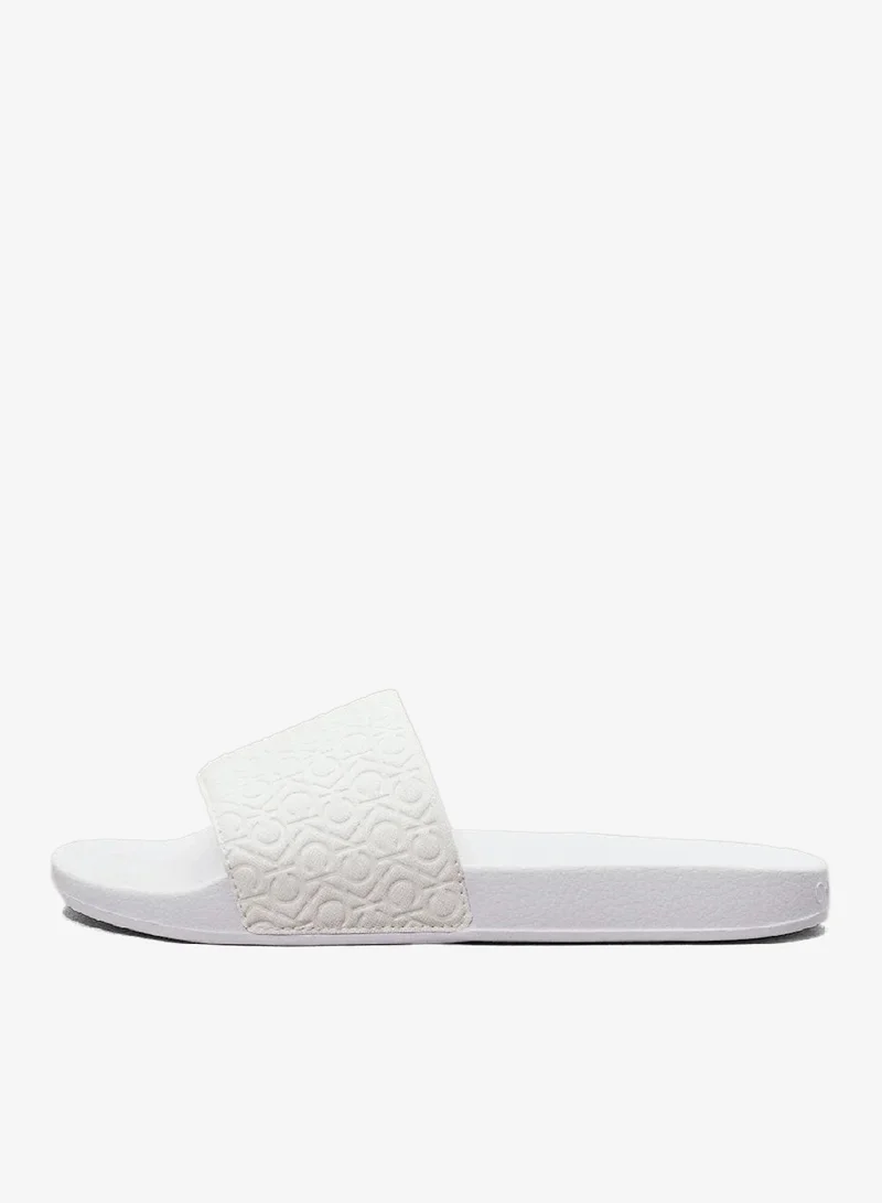Calvin Klein Bright White Logo Sliders for Women | Best Price UAE