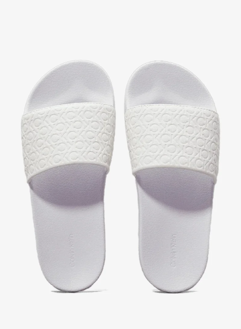 Calvin Klein Bright White Logo Sliders for Women | Best Price UAE