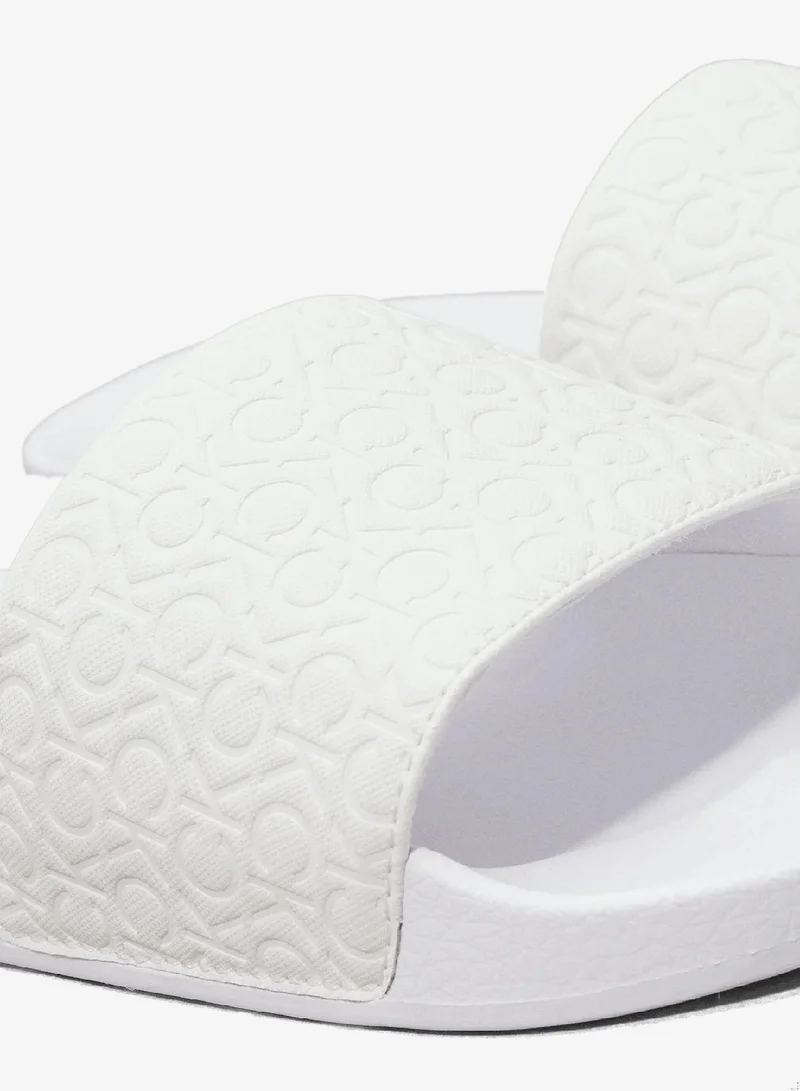 Calvin Klein Bright White Logo Sliders for Women | Best Price UAE