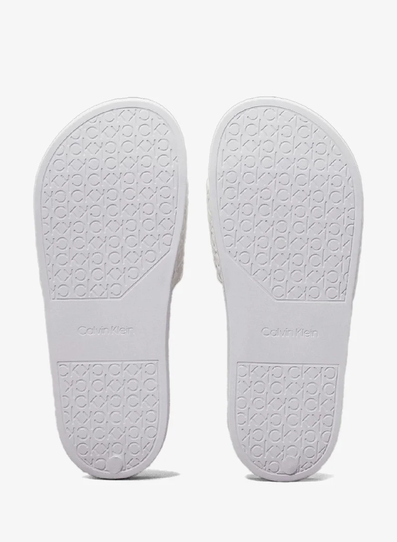 Calvin Klein Bright White Logo Sliders for Women | Best Price UAE