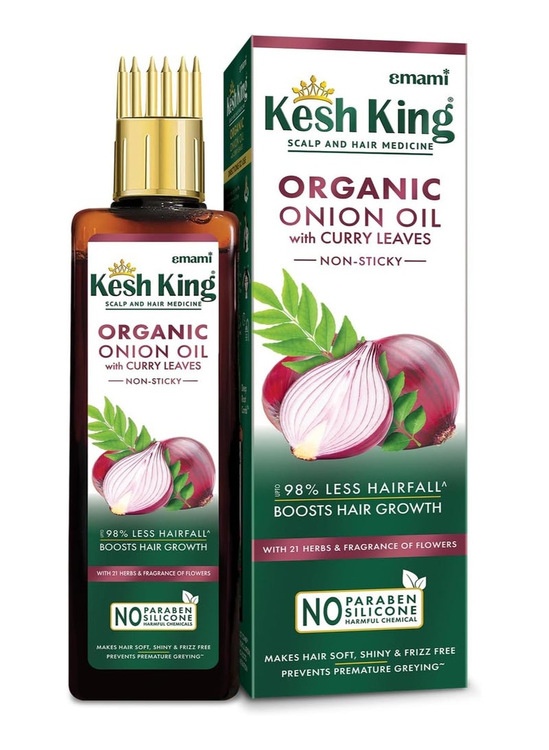 emami Kesh King Organic Onion Hair Oil with Curry Leaves – Non-Sticky Formula for Hair Fall Control & Growth – Paraben & Silicone Free - Image 1
