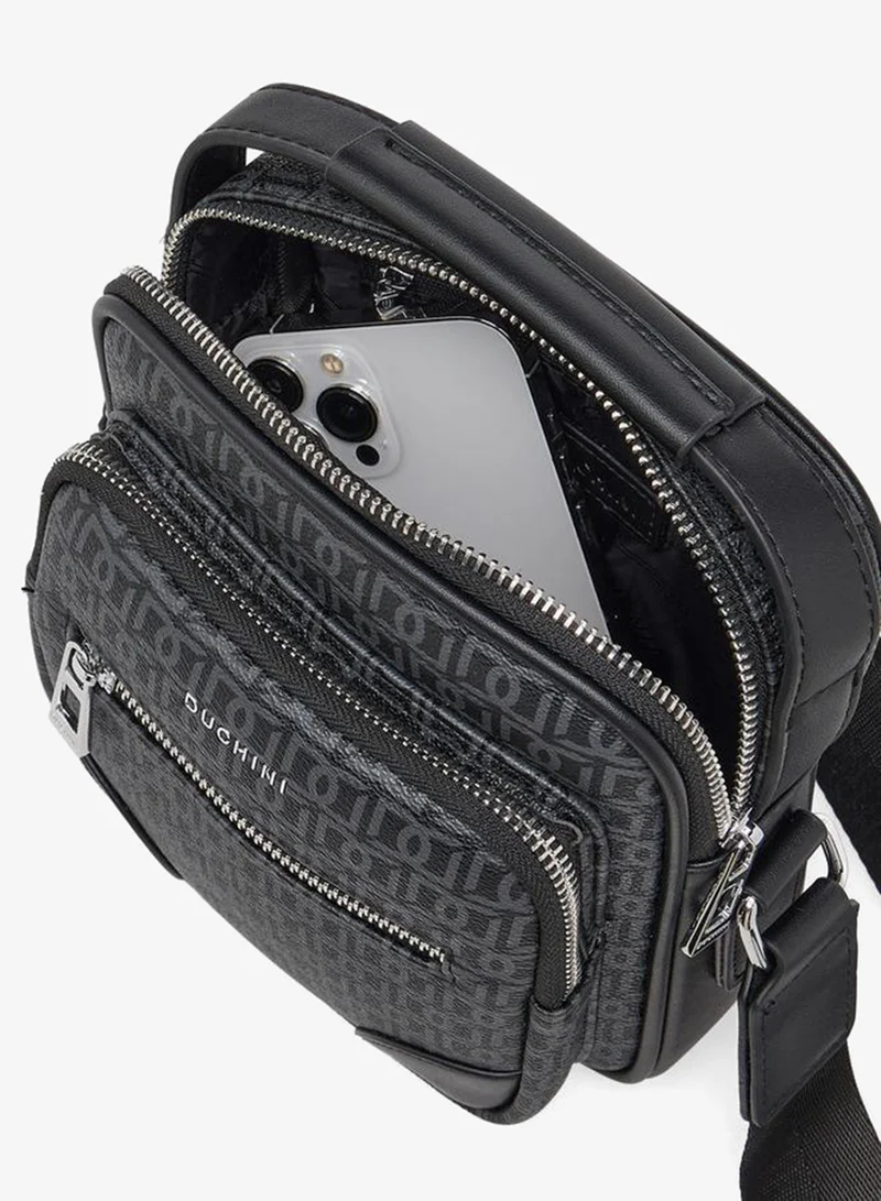 Duchini BLACK Men Monogram Print Crossbody Bag for Men | Best Price UAE