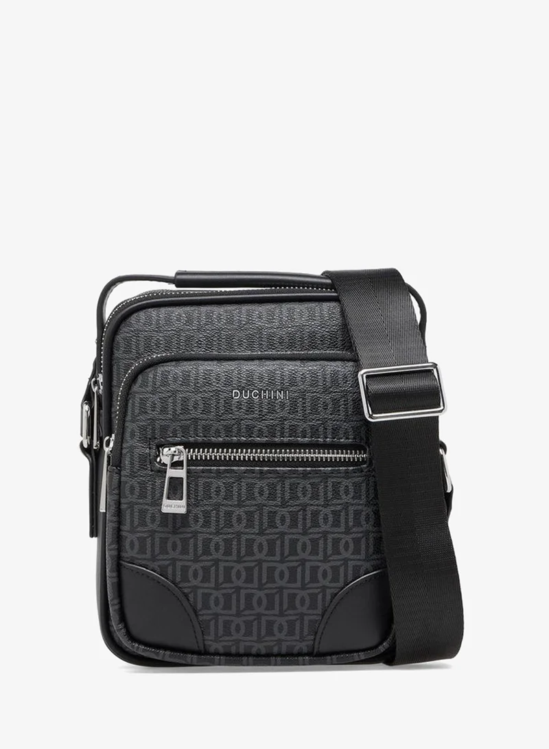 Men Monogram Print Crossbody Bag