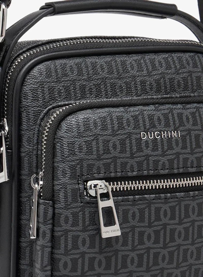 Duchini BLACK Men Monogram Print Crossbody Bag for Men | Best Price UAE
