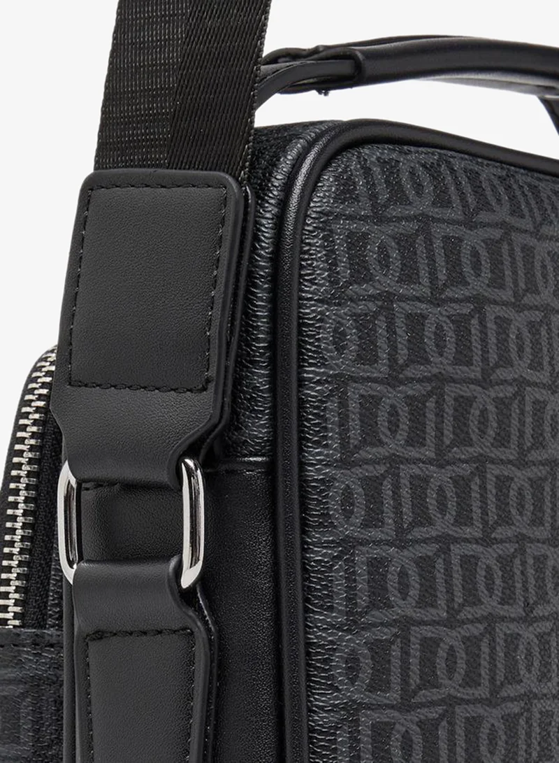 Duchini BLACK Men Monogram Print Crossbody Bag for Men | Best Price UAE