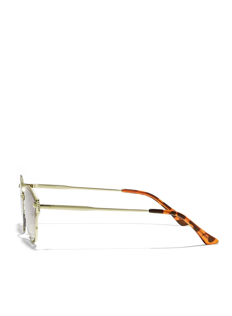 بلاك أوت HYPATIA Women Japanese Gold Sunglasses - Frame Material: Metal- Frame Color: Japanese Gold-Lens Color: Brown  - Full Rim