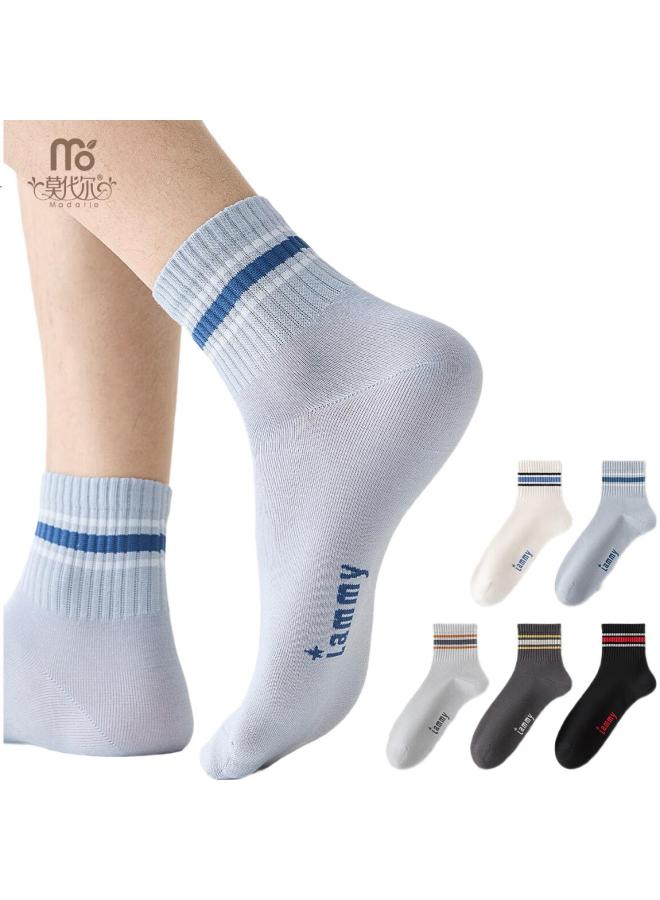 Modal 5 Pairs Of Men'S Socks, Short Tube Socks, Summer Thin Cotton Socks, 7A Antibacterial Deodorant Socks, Student And Youth Sports Socks - Image 3
