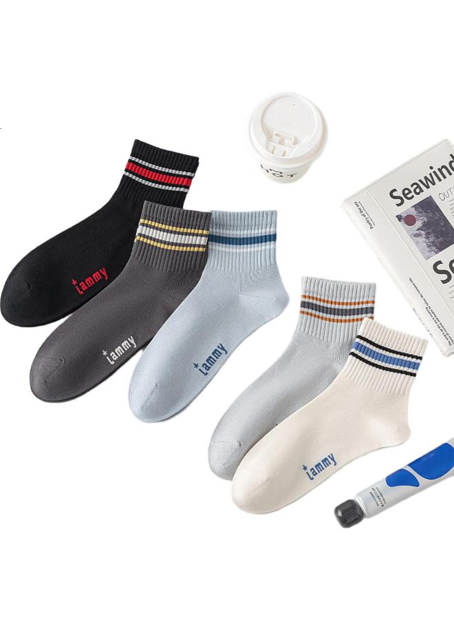 Modal 5 Pairs Of Men'S Socks, Short Tube Socks, Summer Thin Cotton Socks, 7A Antibacterial Deodorant Socks, Student And Youth Sports Socks - Image 1