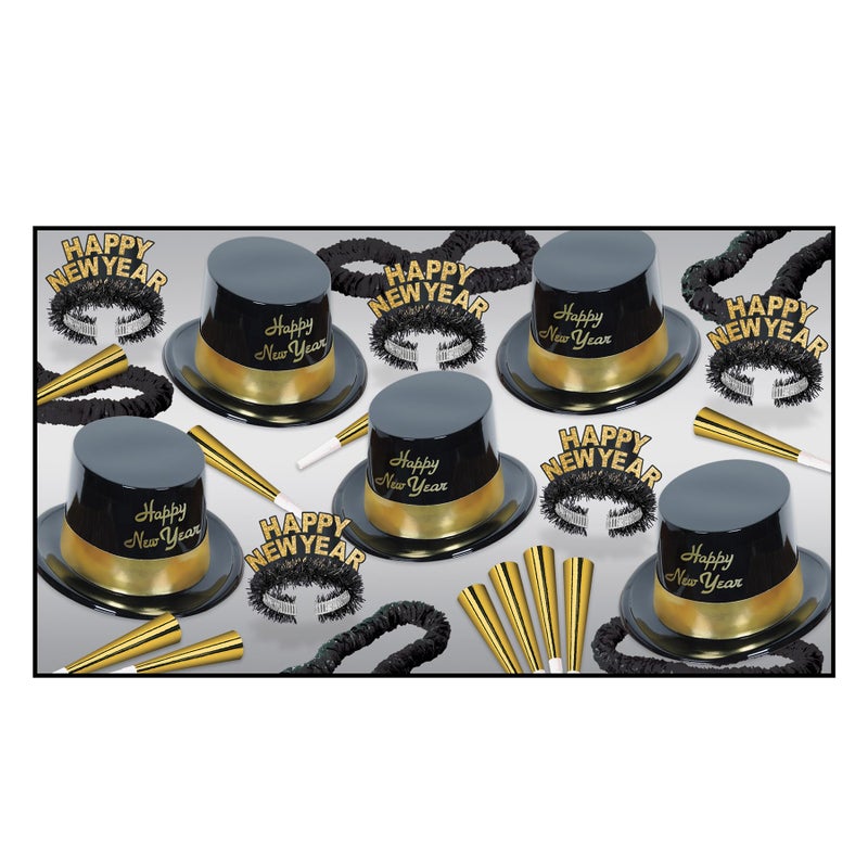 Beistle 88780NRBKG 1-Pack Decorative Legacy Party Assortments for 10 People, Gold - Image 1