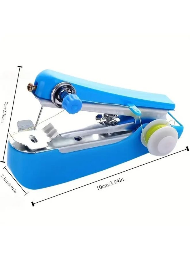 Blue Mini Handheld Sewing Machine Portable Manual Stitch Tool for Emergency Repairs Travel Home Craft - Image 4
