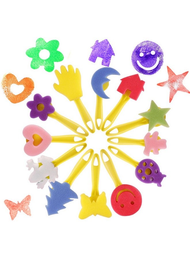 EVNEED Paint Sponges For Kids29 Pcs Of Fun Paint Brushes For Toddlers.Coming With Sponge Brush Flower Pattern Brush Brush Set Long Sleeve Waterproof Apron With 3 Roomy Pockets - Image 2