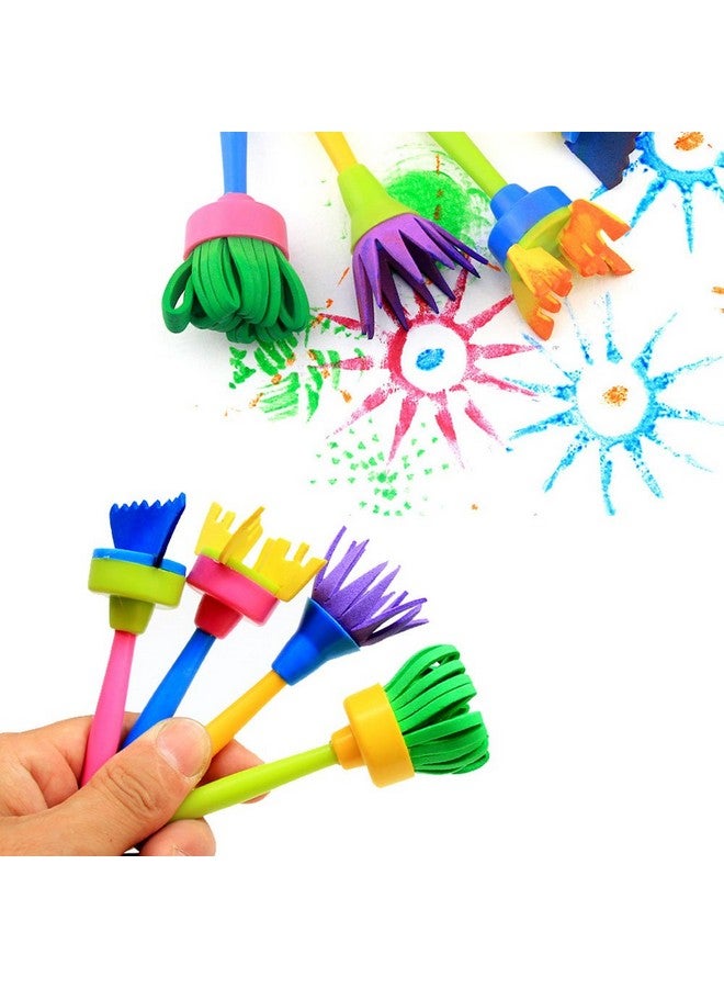EVNEED Paint Sponges For Kids29 Pcs Of Fun Paint Brushes For Toddlers.Coming With Sponge Brush Flower Pattern Brush Brush Set Long Sleeve Waterproof Apron With 3 Roomy Pockets - Image 4