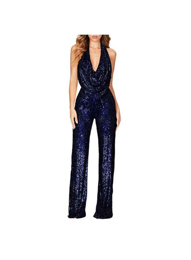 European And American New  Summer Jumpsuit Women's Sleeveless Neck Sequin Jumpsuit Women