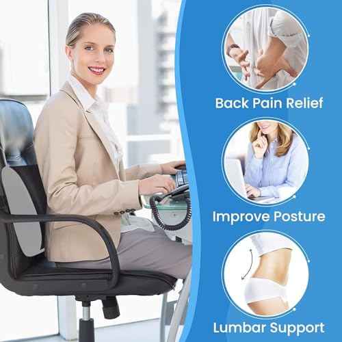 Medirelief Orthopedic Memory Foam Back Cushion for Tailbone, Sciatica & Lower Back Pain Relief – Ergonomic Lumbar Support Seat Cushion for Office, Home, Car, Wheelchair – Grey/Black - Image 3