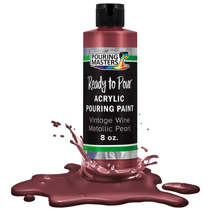 Pouring Masters Vintage Wine Metallic Pearl Ready to Pour Acrylic Pouring Paint Premium 8Ounce PreMixed Fluid Acrylic Paint Fluid Art Supplies for Canvas Wood Paper Tile Rocks