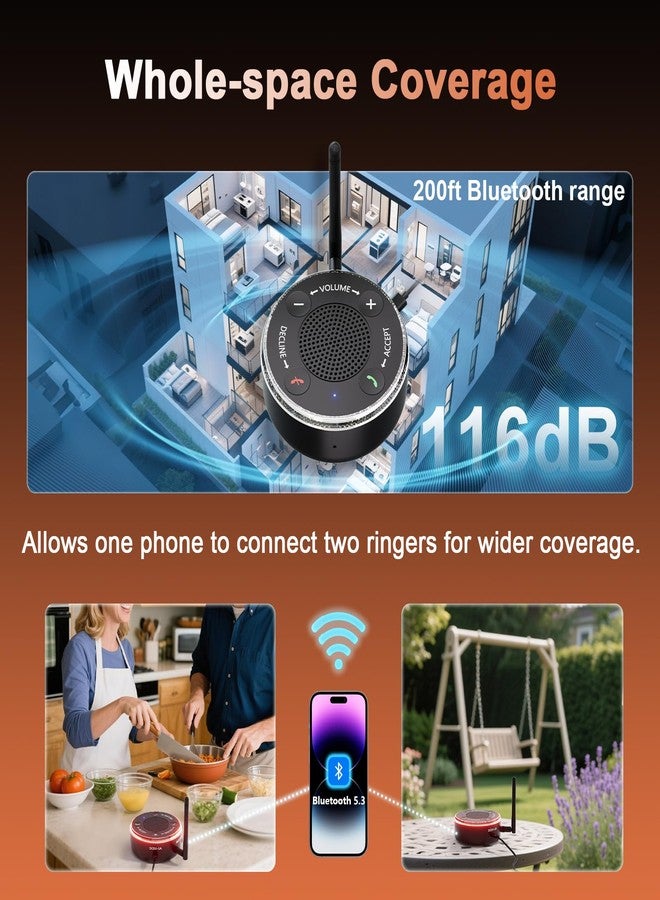 VigorKeeper Cell Phone Ringer Amplifier & Flasher - 116dB Ultra Loud & Bright Red-Blue Flash, One-Touch Answer/Decline, Bluetooth 5.3 for Hard of Hearing/Seniors/Deep Sleepers/Noisy Spaces/Home - Image 4