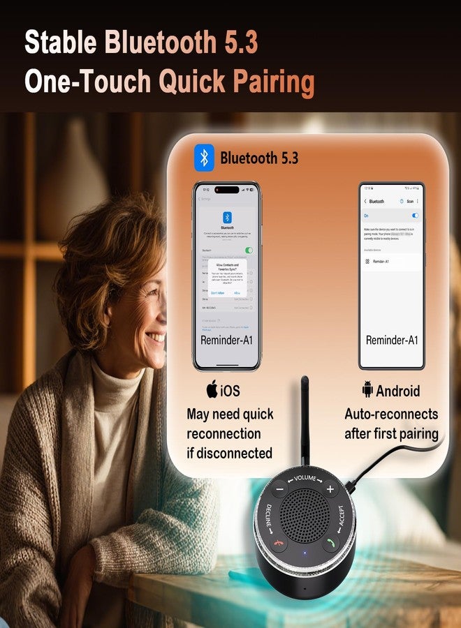 VigorKeeper Cell Phone Ringer Amplifier & Flasher - 116dB Ultra Loud & Bright Red-Blue Flash, One-Touch Answer/Decline, Bluetooth 5.3 for Hard of Hearing/Seniors/Deep Sleepers/Noisy Spaces/Home - Image 5