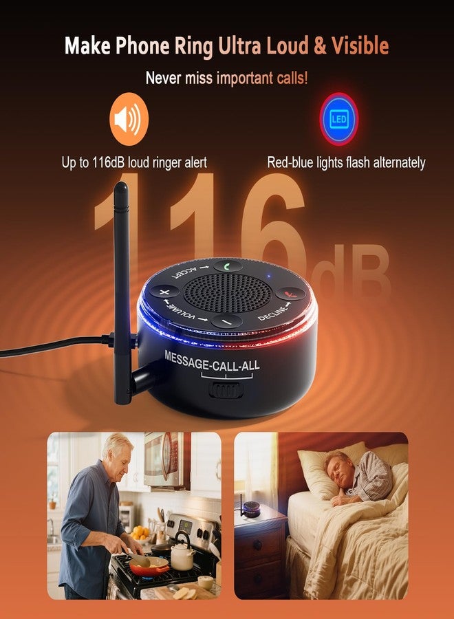 VigorKeeper Cell Phone Ringer Amplifier & Flasher - 116dB Ultra Loud & Bright Red-Blue Flash, One-Touch Answer/Decline, Bluetooth 5.3 for Hard of Hearing/Seniors/Deep Sleepers/Noisy Spaces/Home - Image 2