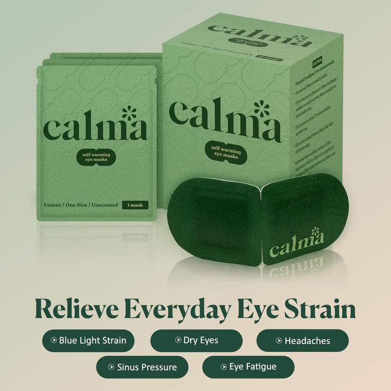 calma 16 Pack Calma Heated Eye Mask - Hot Compress For Eye Fatigue - Helps Relief Dry Eyes, Blue Light Strain, Headaches and Dark Circles (Unscented) - Image 3