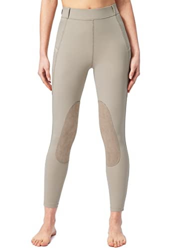 SANTINY Women's Horse Riding Pants with Zipper Pockets Knee-Patch Schooling Tights Equestrian Breeches for Women (Taupe_S) - Image 2