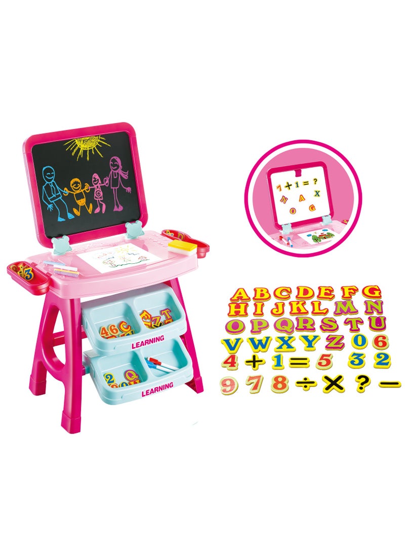 Power Joy Power Joy Double-Sided Learning Desk | Creative Table | Educational & Learning Toy | Writing & Drawing | With Chalkboard on one side and Magnetic Board on the other | Perfect Gift for Kids and Toddler  - Image 1