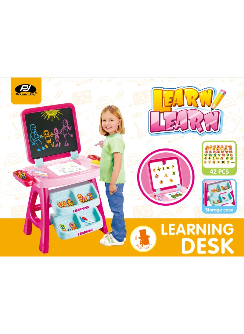 Power Joy Power Joy Double-Sided Learning Desk | Creative Table | Educational & Learning Toy | Writing & Drawing | With Chalkboard on one side and Magnetic Board on the other | Perfect Gift for Kids and Toddler  - Image 2