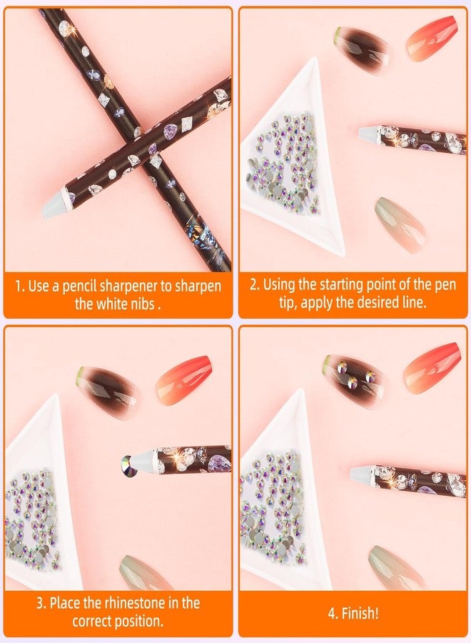 ECNHIVE 16 Pcs Rhinestone Picker Tool Set, 8 Self Adhesive Wax Pick Up Pens and 8 Rhinestone Sorting Trays, Multi-functional Nail Dotting Wax Pen Kit, Gem Bead Sorting Accessories for Nail DIY Decor Painting - Image 3