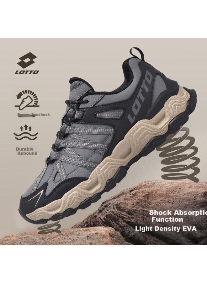 LOTTO Letu Men's Hiking Shoes Spring Leather Outdoor Sports Non-slip Wear-resistant Trail Running Shoes Dark Gray Size 43 - Image 1