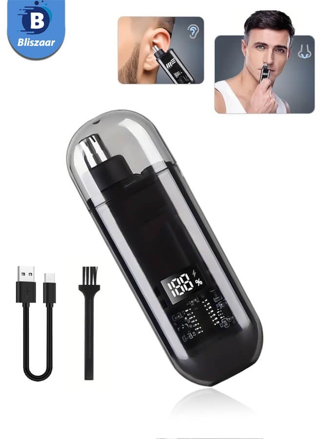 Bliszaar Electric Nose Hair Trimmer with LCD Display Eyebrow Shaver, Professional Painless Nose Hair Remover for Men and Women, Washable with Stainless Steel Head, Mute Motor, Black - Image 1
