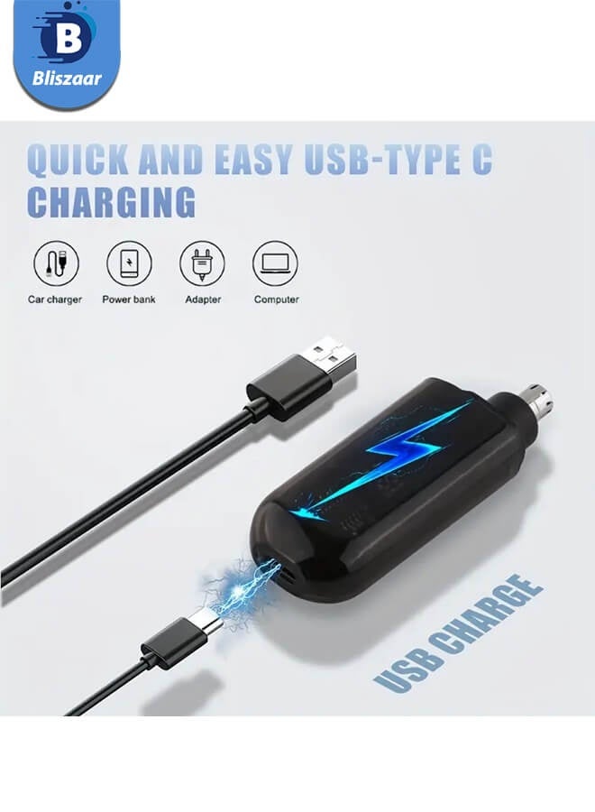 Bliszaar Electric Nose Hair Trimmer with LCD Display Eyebrow Shaver, Professional Painless Nose Hair Remover for Men and Women, Washable with Stainless Steel Head, Mute Motor, Black - Image 2