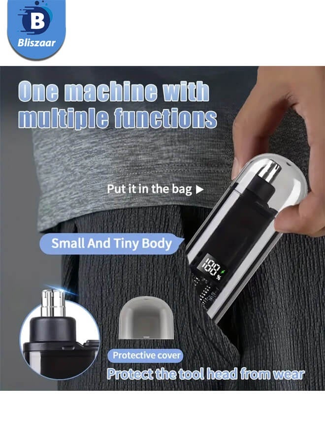 Bliszaar Electric Nose Hair Trimmer with LCD Display Eyebrow Shaver, Professional Painless Nose Hair Remover for Men and Women, Washable with Stainless Steel Head, Mute Motor, Black - Image 3