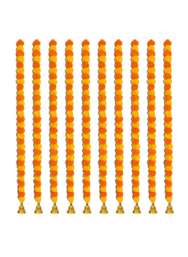 ARCHIES Diwali Decoration Items for Home | Diwali Gift Items Artificial Flower Marigold (Orange Yellow,3Pcs,Length-30,Breadth-5,No. of Bell-3,124 Flowers in Garland) - Image 3