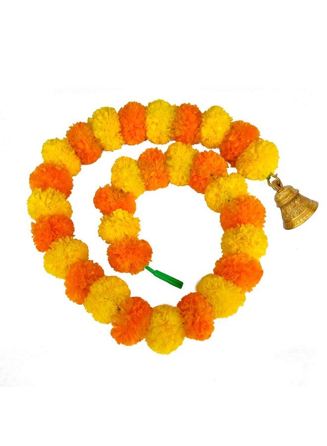 ARCHIES Diwali Decoration Items for Home | Diwali Gift Items Artificial Flower Marigold (Orange Yellow,3Pcs,Length-30,Breadth-5,No. of Bell-3,124 Flowers in Garland) - Image 2
