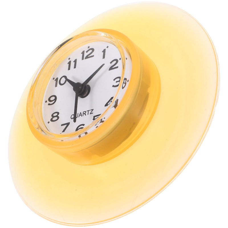 Waterproof Anti Fog Suction Cup Clock For Bathroom Shower Mirror Yellow - Image 2