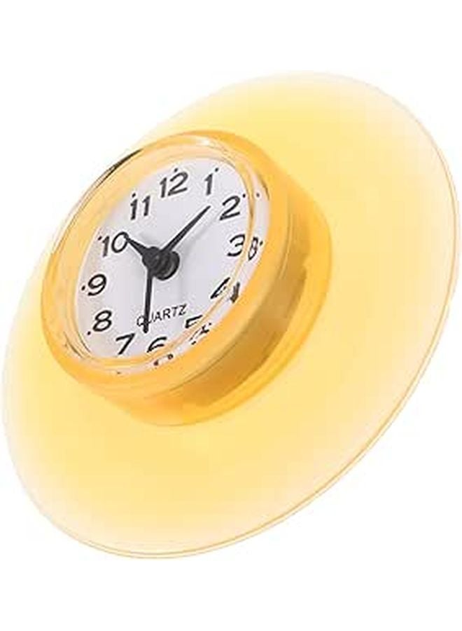 Waterproof Anti Fog Suction Cup Clock For Bathroom Shower Mirror Yellow - Image 1