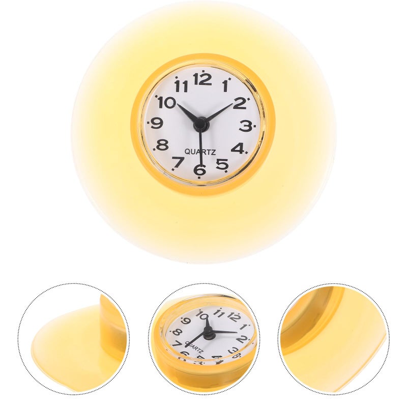 Waterproof Anti Fog Suction Cup Clock For Bathroom Shower Mirror Yellow - Image 5
