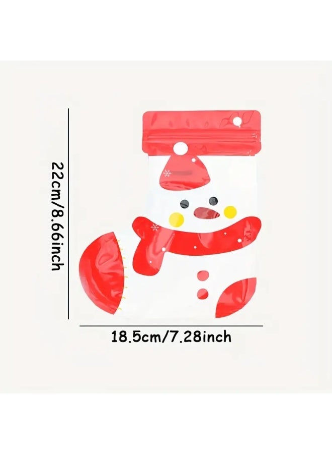 6pcs Christmas Stocking Goodie Bags – Zip Seal Treat Bags with Santa, Snowman & Reindeer Designs for Holiday Gifts - Image 2