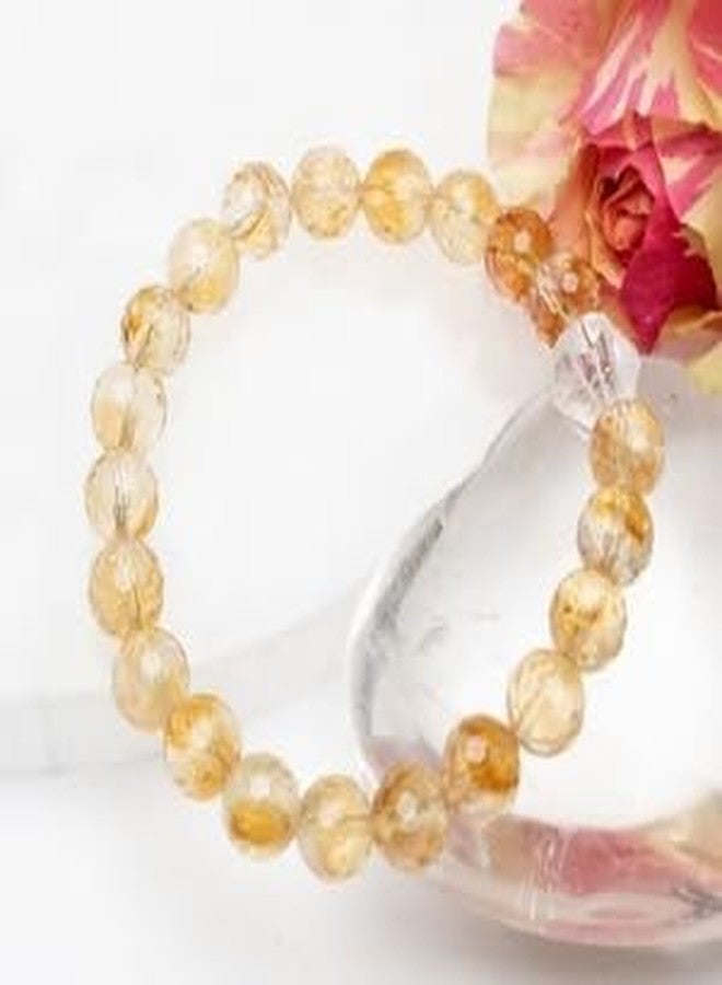 Sukhad Natural Sunstone Bracelet for Men & Women | Golden Rutilated Quartz Crystal Beaded Bracelet | Attraction, Confidence & Positive Energy Stone | 8mm Stretchable Gemstone Jewelry - Image 5