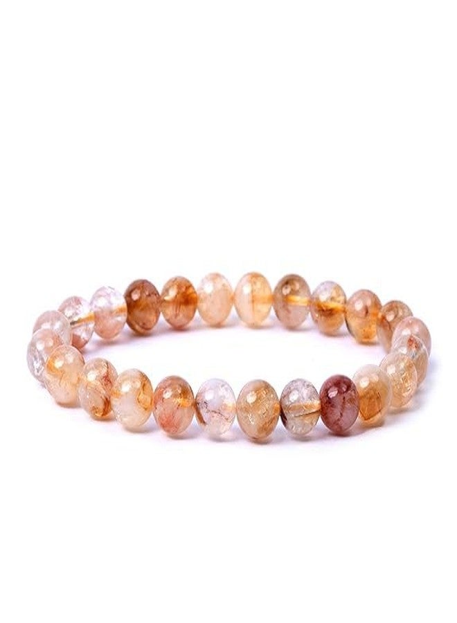 Sukhad Natural Sunstone Bracelet for Men & Women | Golden Rutilated Quartz Crystal Beaded Bracelet | Attraction, Confidence & Positive Energy Stone | 8mm Stretchable Gemstone Jewelry - Image 1