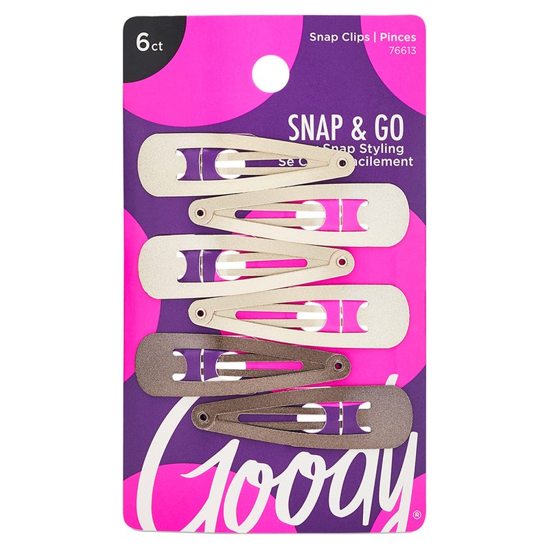 Goody Snap & Go Metal Contour Clips, 6 Count, Blonde, Snap Clips, Suitable for All Hair Types, Pain-Free Hair Accessories for Women, Men, and Kids, All Day Comfort - Image 1