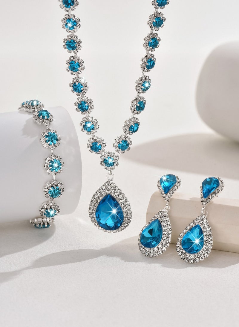 Mark Fairwhale Bridal Jewelry Set Necklace Earrings Bracelet Three Piece Set - Image 4