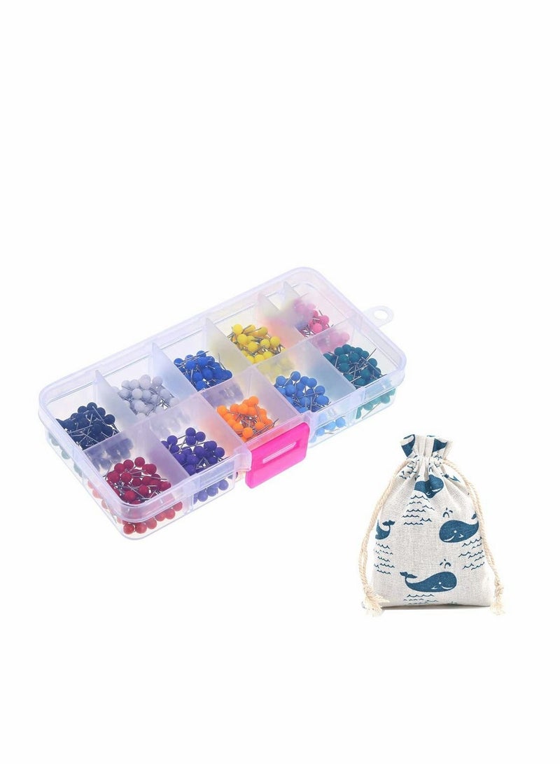 Excefore 500 قطعة من دبابيس دفع الخرائط ودبابيس الخرائط البلاستيكية ذات الرأس الدائري مع نقاط فولاذية 10 ألوان (1/8 بوصة) - Image 5