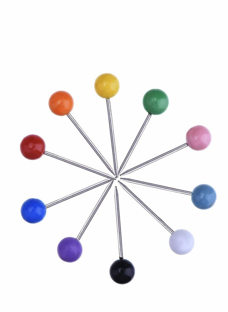 Excefore 500 قطعة من دبابيس دفع الخرائط ودبابيس الخرائط البلاستيكية ذات الرأس الدائري مع نقاط فولاذية 10 ألوان (1/8 بوصة) - Image 4