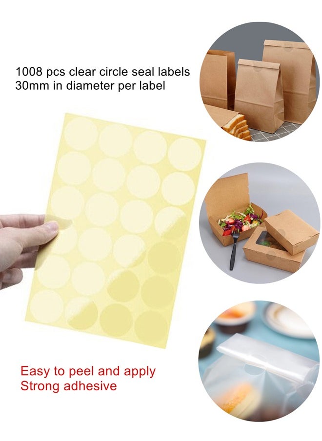 WooFree 1008 Pcs Transparent Seal Labels 3cm Clear Round Stickers Retail Package Self Adhesive Seal Labels  - Image 1