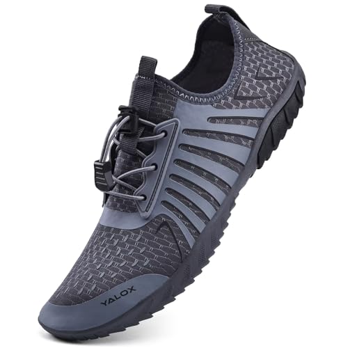 YALOX Water Shoes Mens Womens Swim Shoes Outdoor Beach Barefoot QuickDry Aqua Pool Socks Swimming Yoga Surfing Exercise148Dark Gray43EU - Image 1