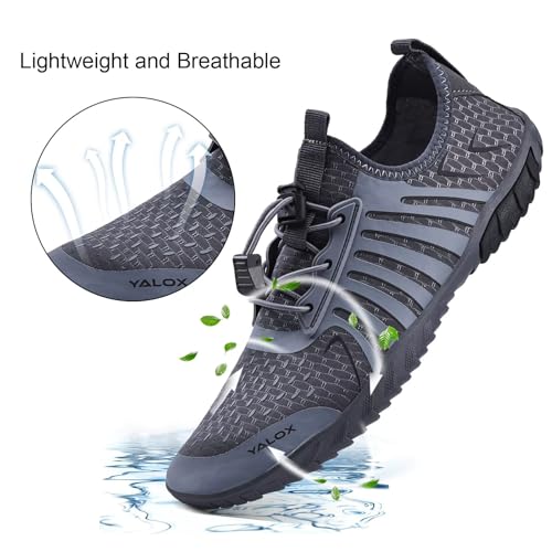 YALOX Water Shoes Mens Womens Swim Shoes Outdoor Beach Barefoot QuickDry Aqua Pool Socks Swimming Yoga Surfing Exercise148Dark Gray43EU - Image 3