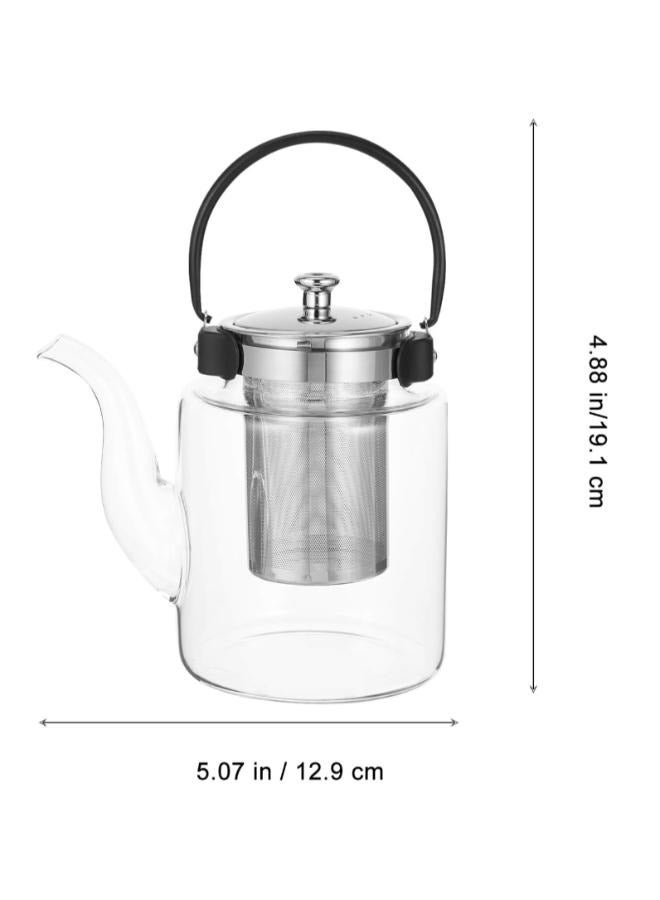 Stainless Steel Glass Teapot 1500ml Heat Resistant Loose Tea Glass Infuser Kettle Tea Coffee Water Stovetop Kettle for Flower Tea Loose Tea Leaves Transparent T-1500 - Image 2
