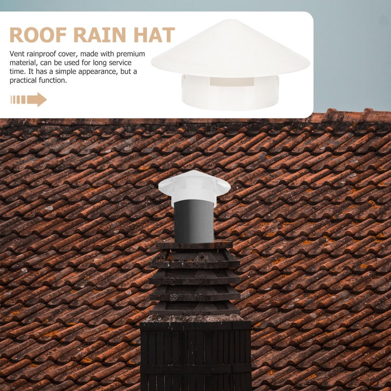 White PVC 3 Piece Chimney Rain Cap Mushroom Shaped Weatherproof Exhaust Vent Cover - Image 5