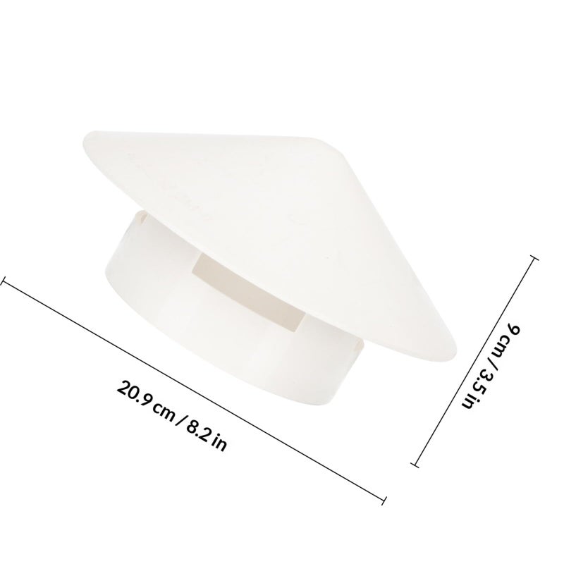 White PVC 3 Piece Chimney Rain Cap Mushroom Shaped Weatherproof Exhaust Vent Cover - Image 3