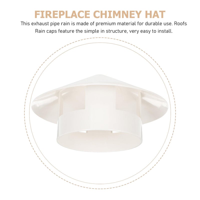 White PVC 3 Piece Chimney Rain Cap Mushroom Shaped Weatherproof Exhaust Vent Cover - Image 4